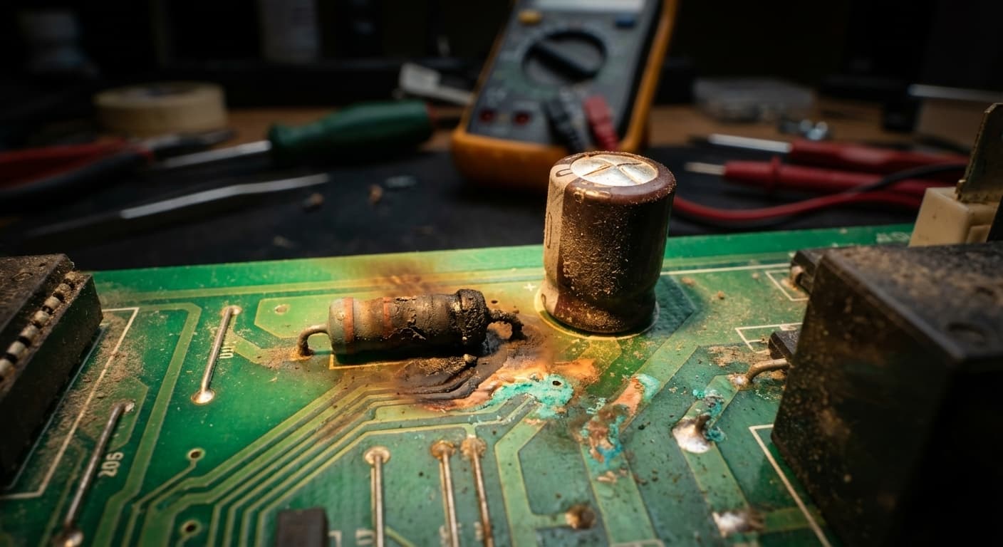 Мастер по ремонту стиральных машин устраняет серьезную неисправность.