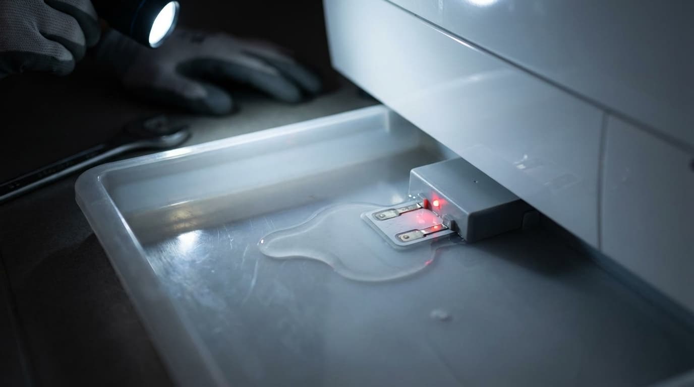 Дисплей стиральной машины показывает код ошибки при протечке воды